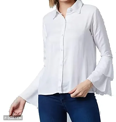 LS Fabric:Cotton:Color:White #Stylish Shirt #Cotton for Office pupose frillon Front M