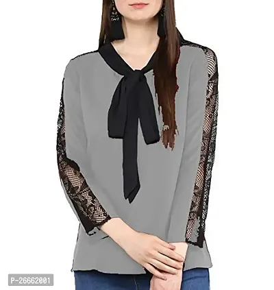 LimeScotch Women's Top Shirt-Duble Color Combination Tops-Net Combination Grey