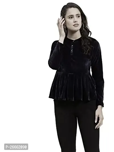 LS Womens Solid Kurti -Shirt top and Shirt - Tracksuit for modrate Winter Black Tunic-6967-thumb3