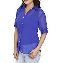 LS_Womens top and Shirt-Kaftan Fabric:Georgette:Color:Royal Blue #Stylish Shirt fro Womens and Grils Royal Blue-83938292763-thumb1