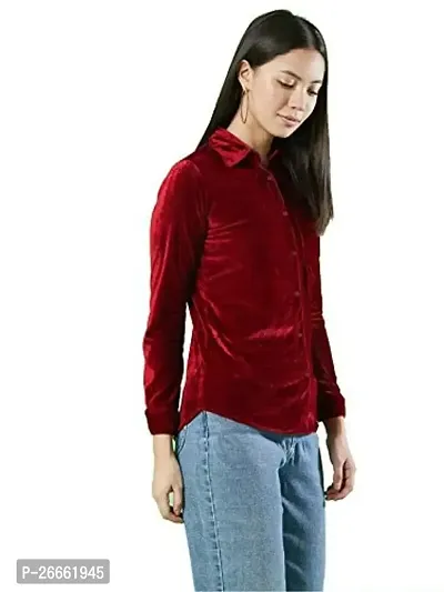 LimeScotch Velvet Shirt Women's Top Shirt wear- Maroon Color with Pack of 1 Official Daily