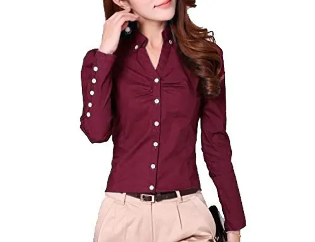 LimeScotch Women's Top Shirt wear-Wine Color with Pack of 1 Official Party Crepe