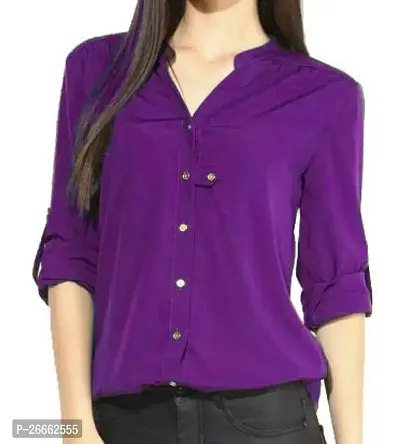 LS Fabric Crepe Shirt for Womens Color Purple