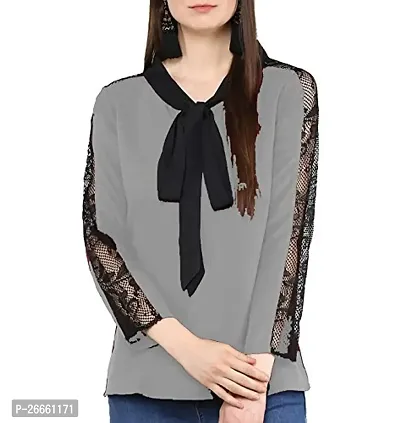 LS Fabric:Cotton:Color:Grey #Stylish Shirt Grey Tie Top-thumb3