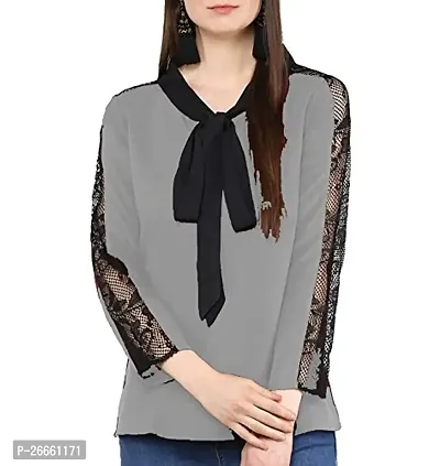 LS Fabric:Cotton:Color:Grey #Stylish Shirt Grey Tie Top-thumb0