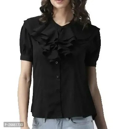 LS_Womens top and Shirt Fabric:Crepe:Color:Black #Stylish Shirt fro Womens and Grils Black-thumb0