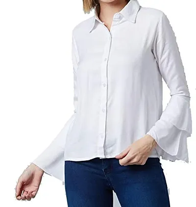 LS Fabric:Cotton:Color:White #Stylish Shirt #Cotton for Office pupose frillon Front NL