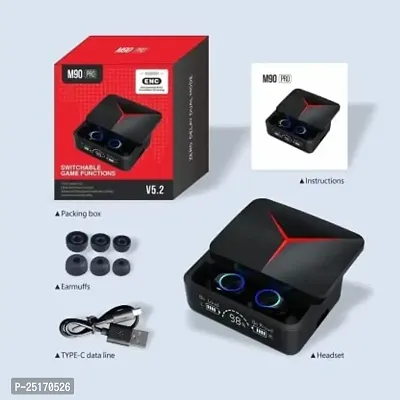 M90 TWS Gaming Earbuds with POWERBANK Wireless Charging Display F3 Bluetooth Headset  (Black, True Wireless)-thumb0