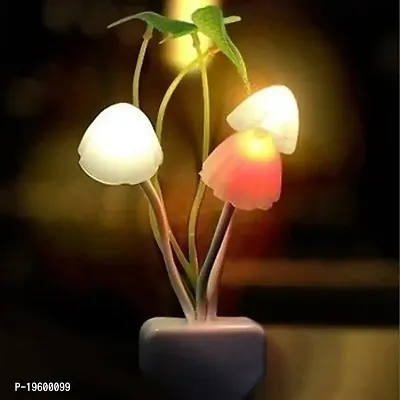 HP INN Colour Changing Mushroom Shape LED Night Light Lamp, with Smart Sensor Auto on-Off (Multicolour, White)-thumb0