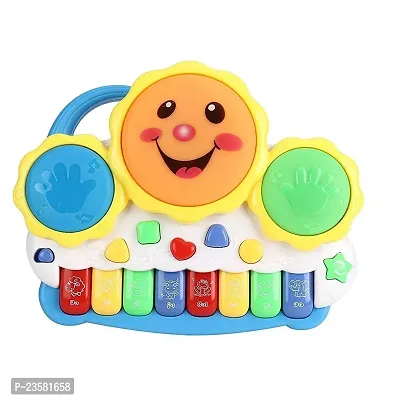 Drum Keyboard Musical Toys with Flashing Lights - Animal Sounds and Songs,Plastic,Multi Color(Pack of 1)-thumb0