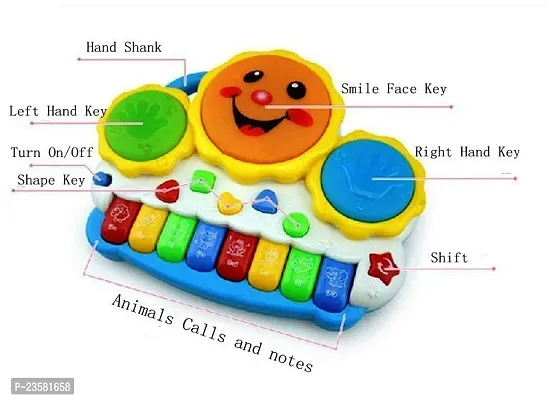 Drum Keyboard Musical Toys with Flashing Lights - Animal Sounds and Songs,Plastic,Multi Color(Pack of 1)-thumb2