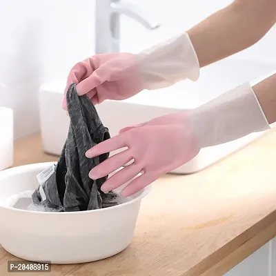 Natural Rubber Dish Washing Cleaning Safety Hand Gloves-thumb0