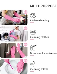 Long Slevees Rubber Washable Reuseble Hand Garden Kitchen Bathroom Toilet Cleaning Gloves GL-41-thumb1