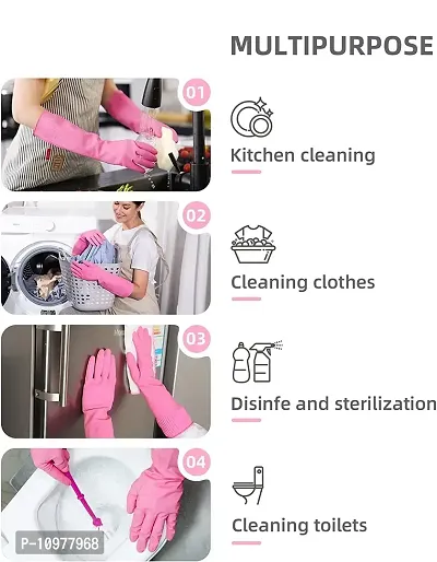 Long Slevees Rubber Washable Reuseble Hand Garden Kitchen Bathroom Toilet Cleaning Gloves GL-41-thumb2