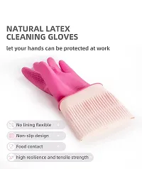 Long Slevees Rubber Washable Reuseble Hand Garden Kitchen Bathroom Toilet Cleaning Gloves GL-42-thumb2