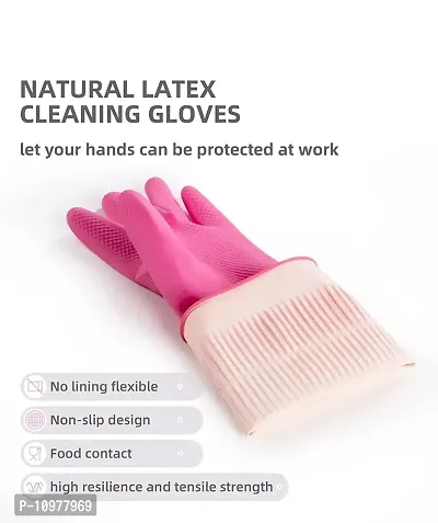 Long Slevees Rubber Washable Reuseble Hand Garden Kitchen Bathroom Toilet Cleaning Gloves GL-42-thumb3