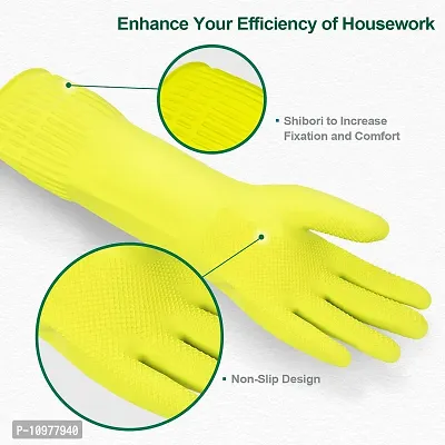 Long Slevees Rubber Washable Reuseble Hand Garden Kitchen Bathroom Toilet Cleaning Gloves GL-24-thumb0