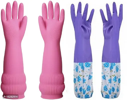 14Inch Long Slevee Hand Safety For Skin And Health Garding Garden Cleaning Washing Reusable Washable Natural Rubber Hand Glove Pack Of 2