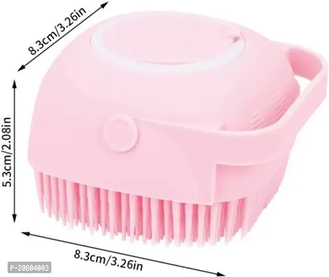 Pet Grooming Bath Massage Brush with Soap and Shampoo Dispenser Soft Silicone Bristle for Long Short Haired Dogs Cats Shower B-48-thumb0