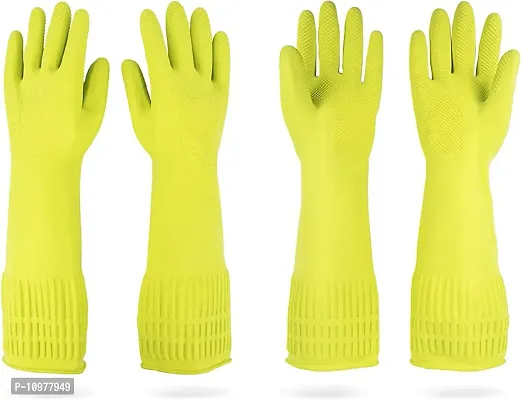Long Slevees Rubber Washable Reuseble Hand Garden Kitchen Bathroom Toilet Cleaning Gloves GL-30-thumb0