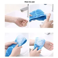 Silicone Bath Body Back Scrubber for Shower, 30 Inches Long Scrubber Belt, Deep Clean And Exfoliating Silicone body shower brush, Double Side Strap, Spa Massage B-45-thumb1