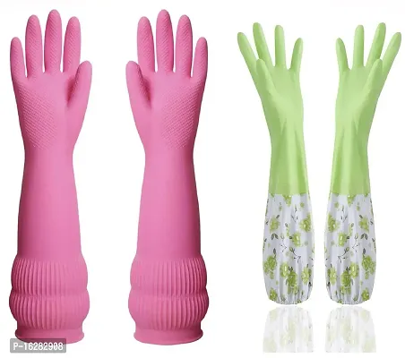 14Inch Long Slevee Hand Safety For Skin And Health Garding Garden Cleaning Washing Reusable Washable Natural Rubber Hand Glove Pack Of 2
