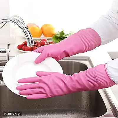 Long Slevees Rubber Washable Reuseble Hand Garden Kitchen Bathroom Toilet Cleaning Gloves GL-43