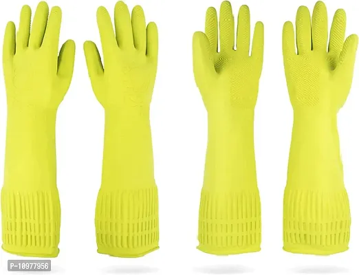 Long Slevees Rubber Washable Reuseble Hand Garden Kitchen Bathroom Toilet Cleaning Gloves GL-33-thumb0