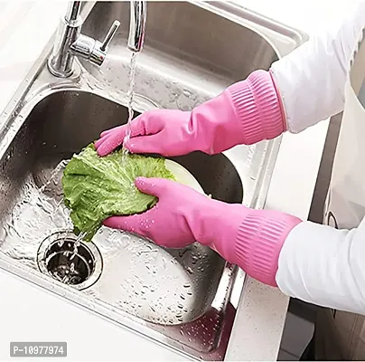 Long Slevees Rubber Washable Reuseble Hand Garden Kitchen Bathroom Toilet Cleaning Gloves GL-46