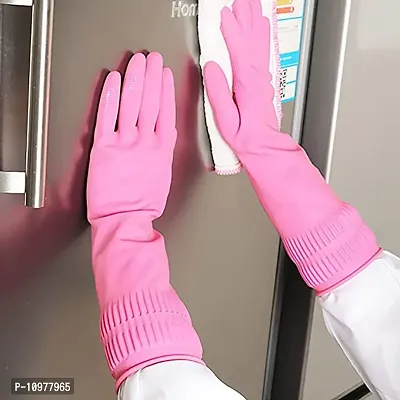 Long Slevees Rubber Washable Reuseble Hand Garden Kitchen Bathroom Toilet Cleaning Gloves GL-40