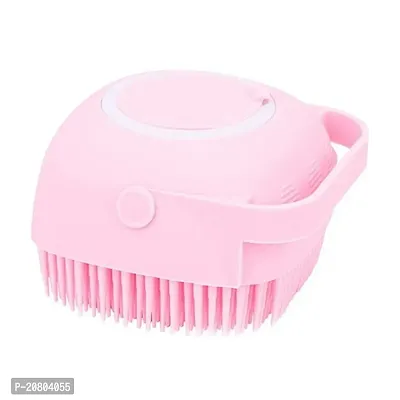 Pet Grooming Bath Massage Brush with Soap and Shampoo Dispenser Soft Silicone Bristle for Long Short Haired Dogs Cats Shower B-78