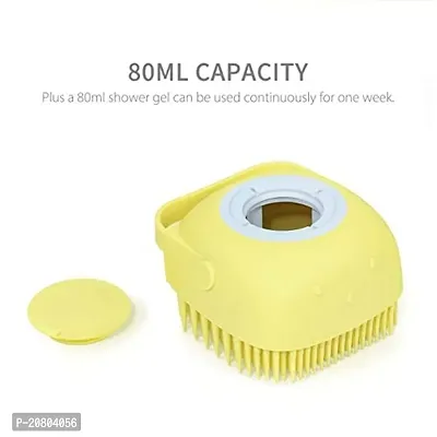 Pet Grooming Bath Massage Brush with Soap and Shampoo Dispenser Soft Silicone Bristle for Long Short Haired Dogs Cats Shower B-79