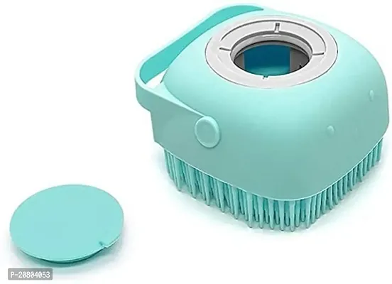 Pet Grooming Bath Massage Brush with Soap and Shampoo Dispenser Soft Silicone Bristle for Long Short Haired Dogs Cats Shower B-77