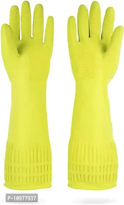Long Slevees Rubber Washable Reuseble Hand Garden Kitchen Bathroom Toilet Cleaning Gloves GL-21-thumb0