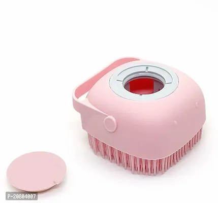 Pet Grooming Bath Massage Brush with Soap and Shampoo Dispenser Soft Silicone Bristle for Long Short Haired Dogs Cats Shower B-51