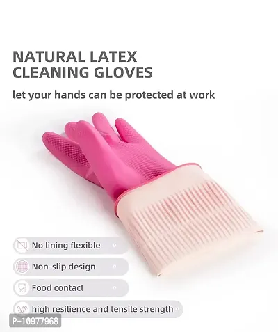 Long Slevees Rubber Washable Reuseble Hand Garden Kitchen Bathroom Toilet Cleaning Gloves GL-41-thumb5