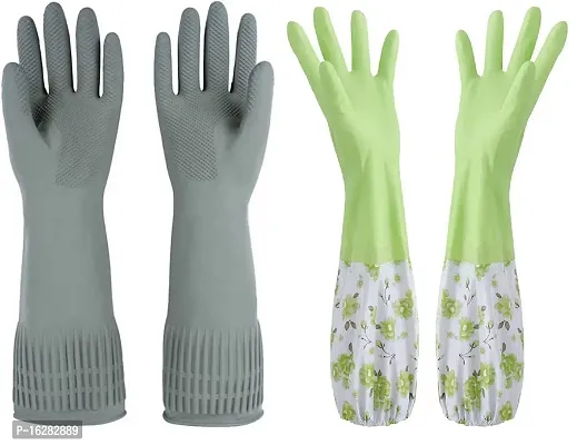 14Inch Long Slevee Hand Safety For Skin And Health Garding Garden Cleaning Washing Reusable Washable Natural Rubber Hand Glove Pack Of 2-thumb0