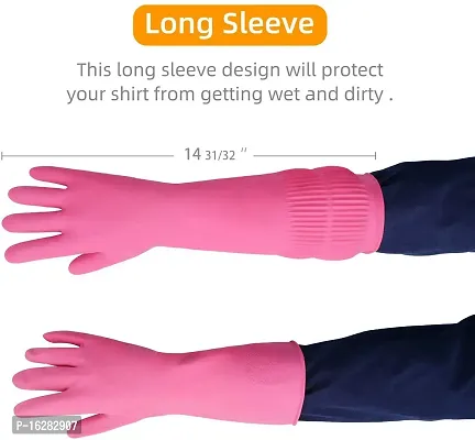 14Inch Long Slevee Hand Safety For Skin And Health Garding Garden Cleaning Washing Reusable Washable Natural Rubber Hand Glove Pack Of 2-thumb2