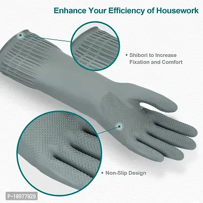 Long Slevees Rubber Washable Reuseble Hand Garden Kitchen Bathroom Toilet Cleaning Gloves GL-13-thumb5