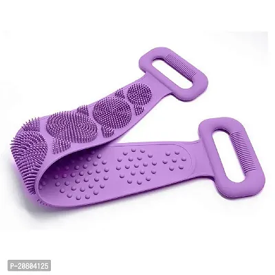 Silicone Bath Body Back Scrubber for Shower, 30 Inches Long Scrubber Belt, Deep Clean And Exfoliating Silicone body shower brush, Double Side Strap, Spa Massage B-39-thumb0