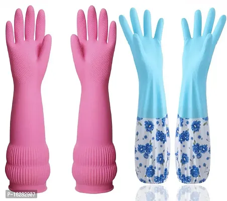 14Inch Long Slevee Hand Safety For Skin And Health Garding Garden Cleaning Washing Reusable Washable Natural Rubber Hand Glove Pack Of 2-thumb0