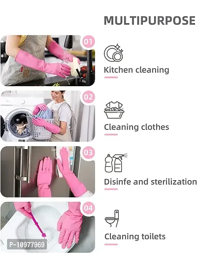Long Slevees Rubber Washable Reuseble Hand Garden Kitchen Bathroom Toilet Cleaning Gloves GL-42-thumb4