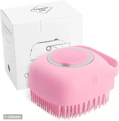 Pet Grooming Bath Massage Brush with Soap and Shampoo Dispenser Soft Silicone Bristle for Long Short Haired Dogs Cats Shower B-47-thumb0