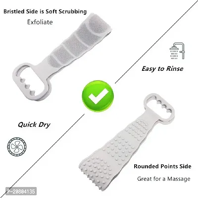 Silicone Bath Body Back Scrubber for Shower, 30 Inches Long Scrubber Belt, Deep Clean And Exfoliating Silicone body shower brush, Double Side Strap, Spa Massage B-48-thumb0