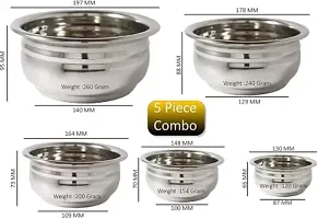Useful Stainless Steel Silver Steel Bottom Kitchen  Cooking Mixing Bowls Dinner Set- 5 Pieces-thumb1