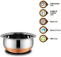 Useful Bowls Stainless Steel Handi with Copper Bottom Cookware Set- 4 Pieces-thumb1