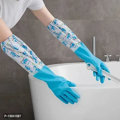 Reusable Rubber Latex PVC Flock lined Long Elbow Hand Gloves Safety Kitchen Wet and Dry Glove-thumb0