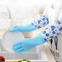 Reusable Rubber Latex PVC Flock lined Long Elbow Hand Gloves Safety Kitchen Wet and Dry Glove-thumb1