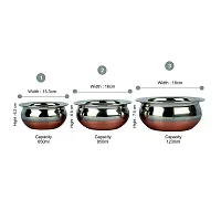Best Quality Stainless Steel Copper Bottom Handi Pot Prabhu Chetty Curved Copper Plate at Bottom Set, Brown  Steel Vegetable Bowl ,Cooking Dinner Table Serving Biryani Pot Handi with lids-thumb3