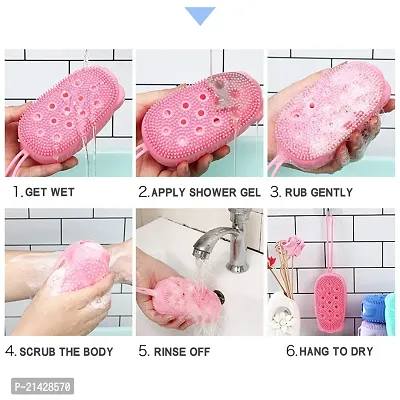 Silicone Bubble Bath Brush, Soft Rubbing Massage Body Cleaner, Silicone Shower Sponge, Double Sided Rubber Scrubber, Exfoliating Massage Silicone Loofah for Kids, Women  Men-thumb2